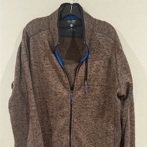 Ruff Hewn Hoodie Fleece Jacket Mens XL Brown Full Zip